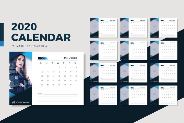 Minimalist business desk calendar 2020 design