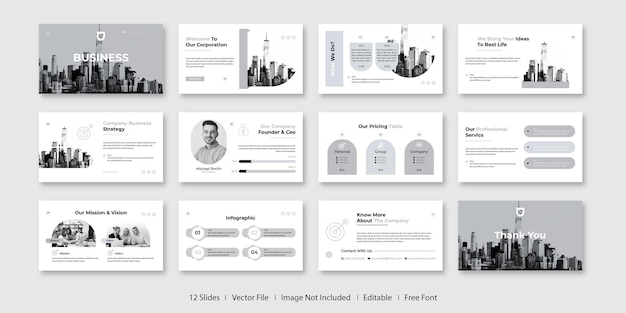 Vector minimalist business presentation powerpoint template