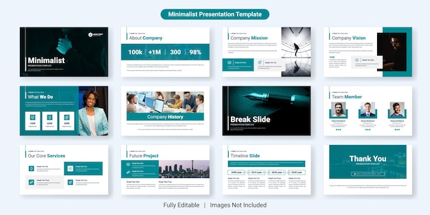 Minimalist business presentation slide template design set