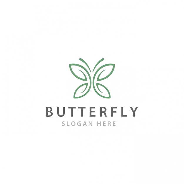 Minimalist butterfly leaves flower logo