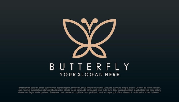 Minimalist butterfly line art logo design Beauty luxury spa style