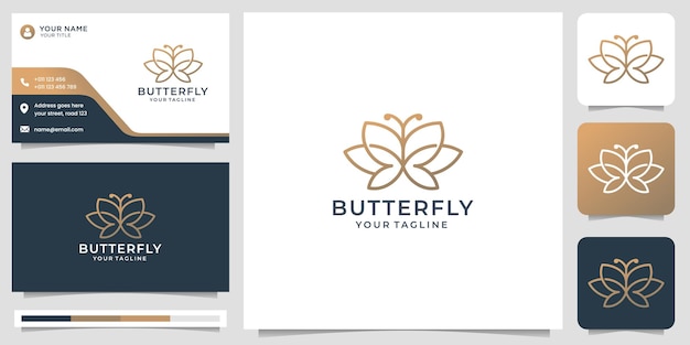 Minimalist butterfly logo design and business card design