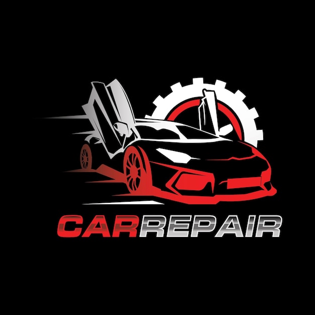 Minimalist car repair logo design template Car repair service logo