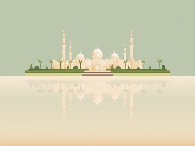 Vector minimalist cartoon landmark of best famous islamic mosque.