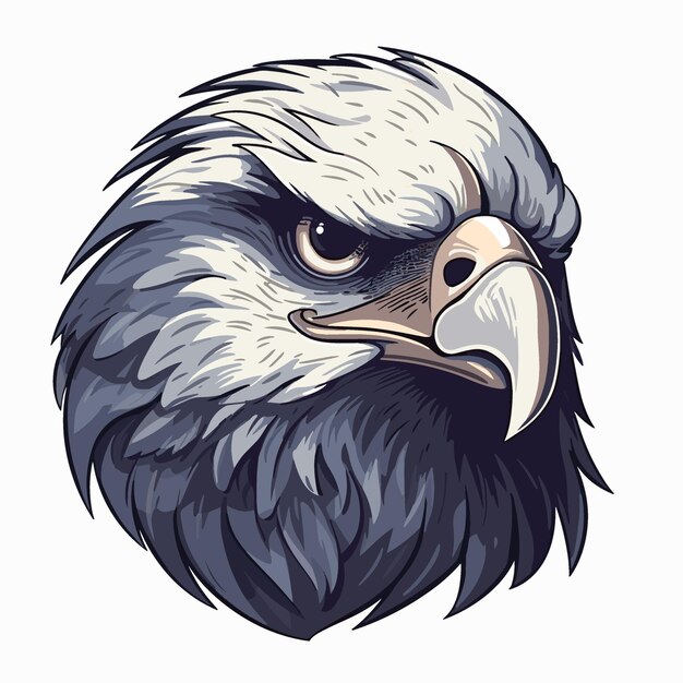 Minimalist cartoon style eagle mascot head in color