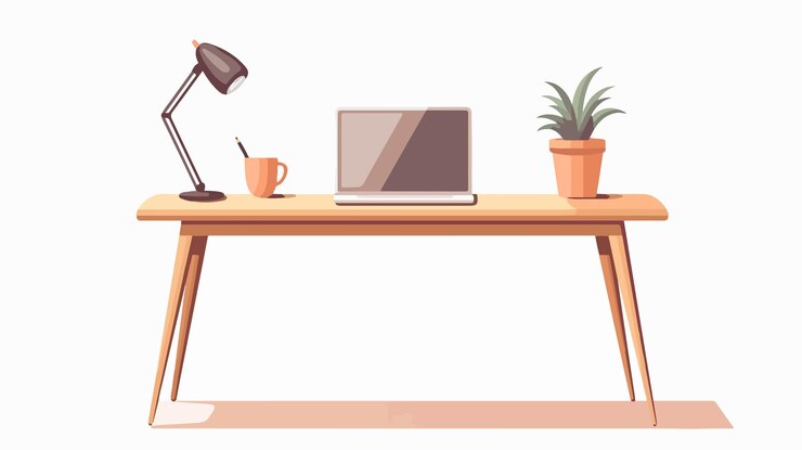 Vector minimalist cartoon vector workspace on table