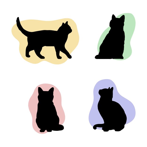 Vector minimalist cat silhouette collection