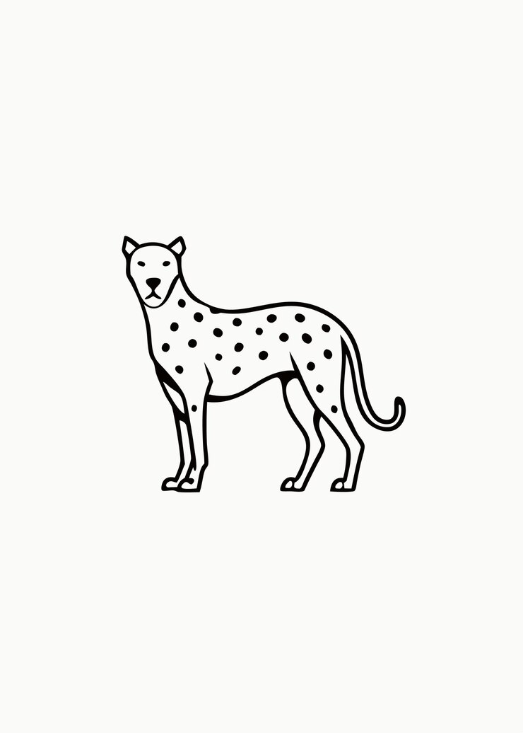 Vector minimalist cheetah mascot logo vector on white background