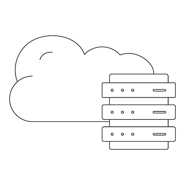 Vettore concetto di cloud computing minimalista con server