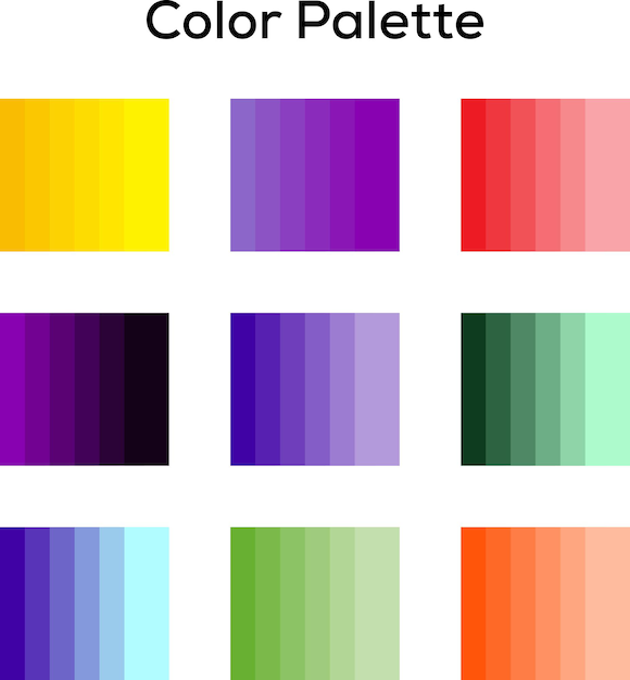Vector minimalist color palette catalog for ui ux design