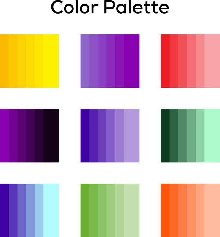 Minimalist color palette catalog for ui ux design