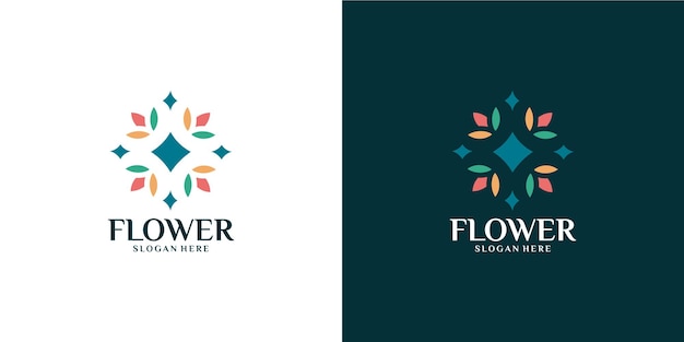 Minimalist colorful flower logo set