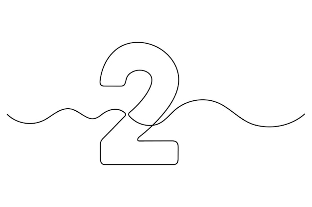 数字2の最小限の連続線描画