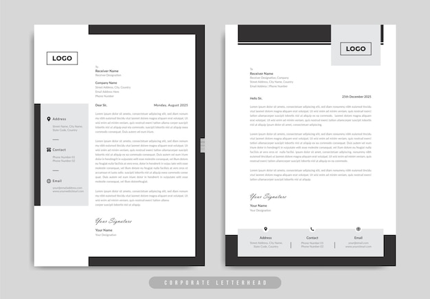 Minimalist corporate letterhead with company logo and business icon