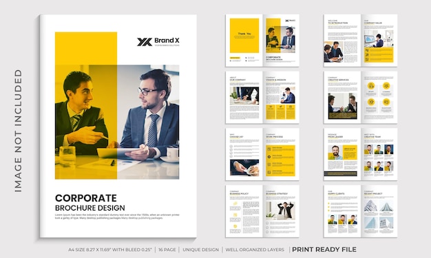 Vector minimalist corporate multi page brochure template design