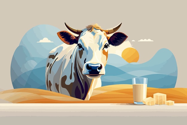 a minimalist cow raw got milk illustration