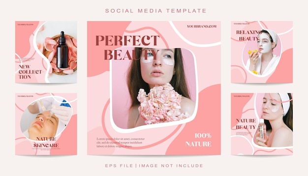 Minimalist Creative Concept Beauty Salon and Spa Social Media Instagram Post Set Template