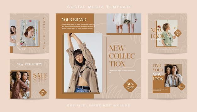 ミニマリストクリエイティブコンセプトファッションソーシャルメディアinstagram投稿セットテンプレート