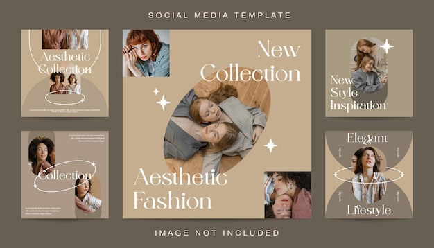 Minimalist creative concept fashion social media instagram post set template