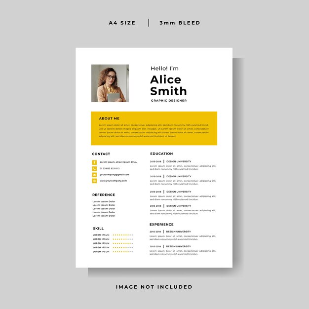 Minimalist Curriculum Vitae design template vector