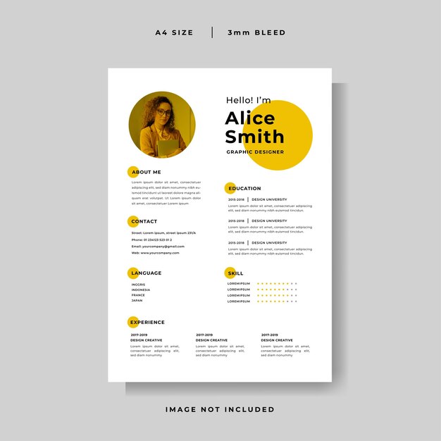 Minimalist Curriculum Vitae design template vector