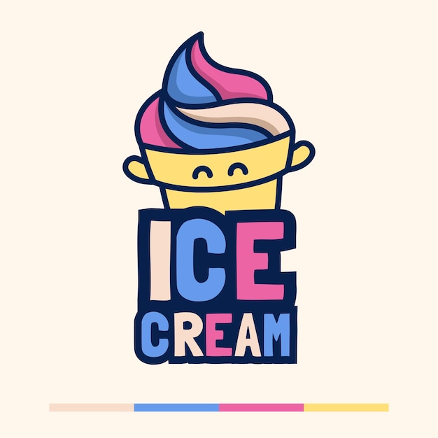 Minimalist cute ice cream logo mascot