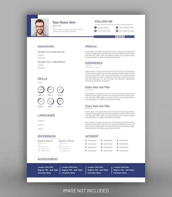 Vettore modello di progettazione cv minimalista