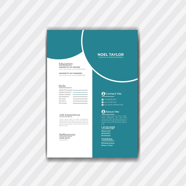 Minimalist cv resume template elegant with color shades combination vector design