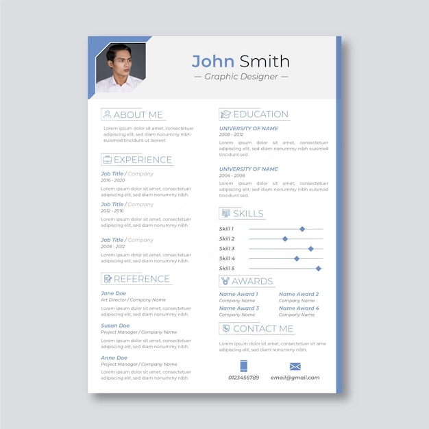 Design minimalista modello cv