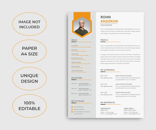 Design minimalista del modello di cv