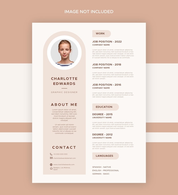 Minimalist CV template Graphic designer resume