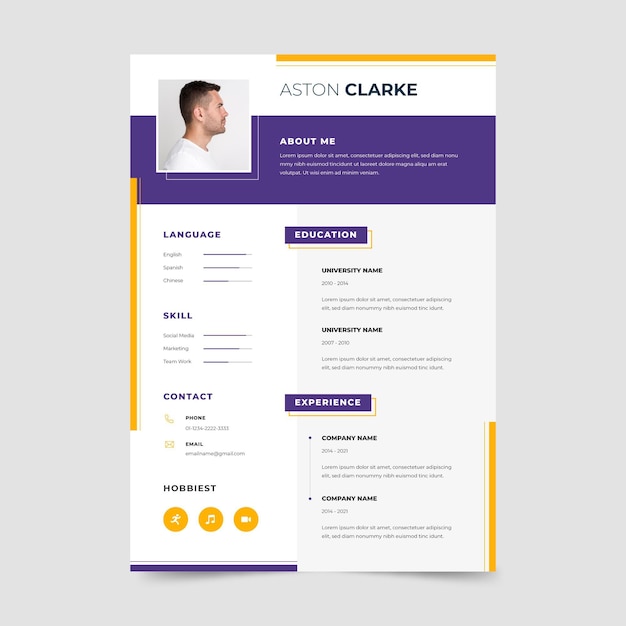 Minimalist cv template with minimal details