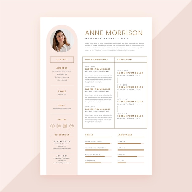 Minimalist cv template with photo