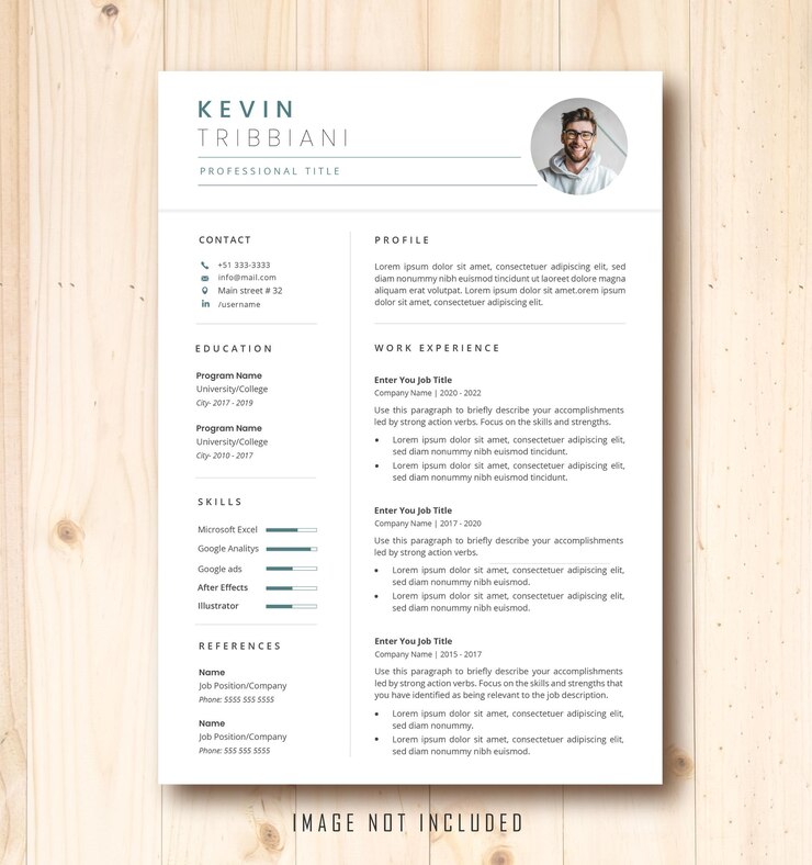 minimalist cv template with photo