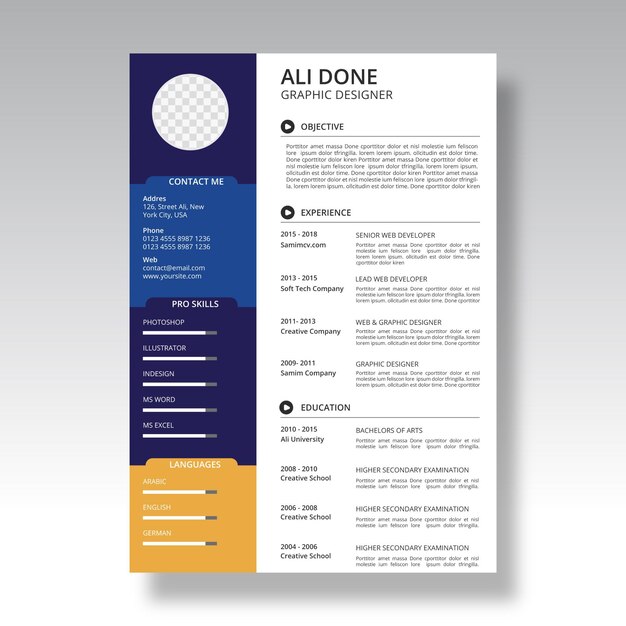 minimalist cv  template