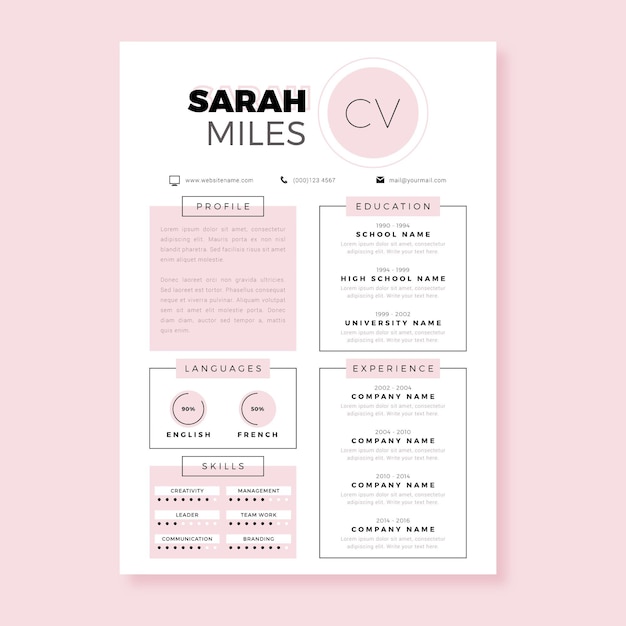 Minimalist cv template