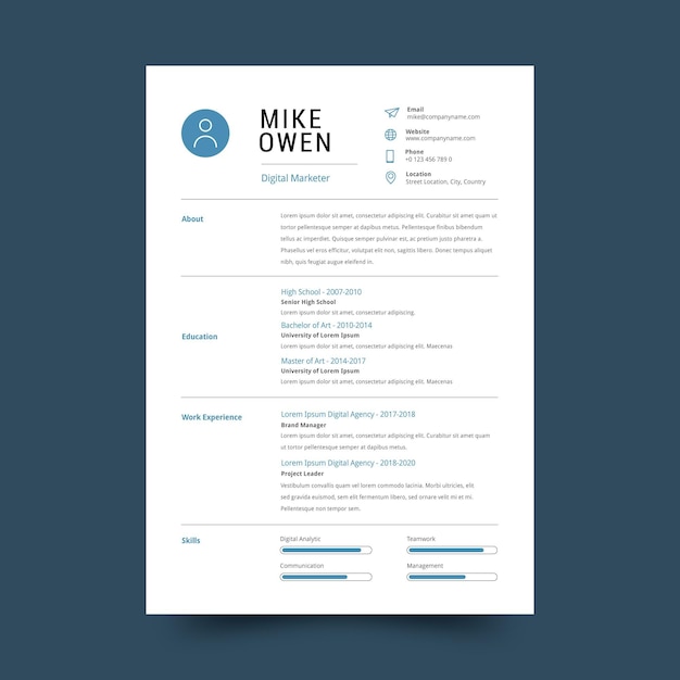 Minimalist cv template