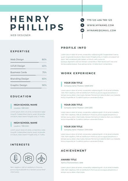 Vector minimalist cv template