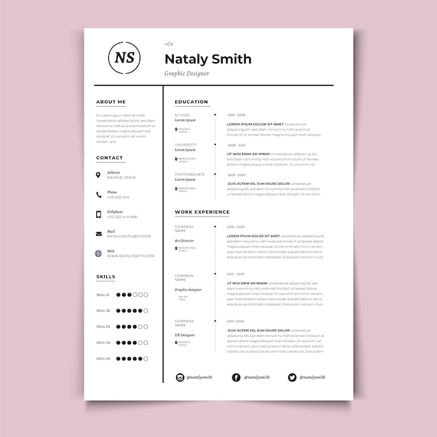 Vector minimalist cv template