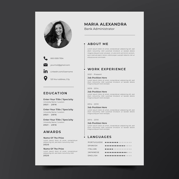 Vector minimalist cv template