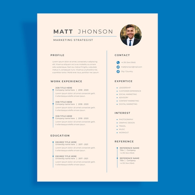 minimalist cv template
