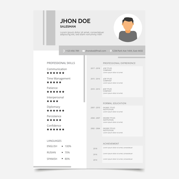 Minimalist cv template