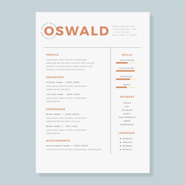 Minimalist cv template