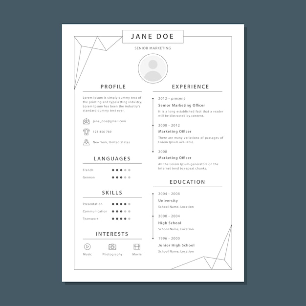 Vector minimalist cv template