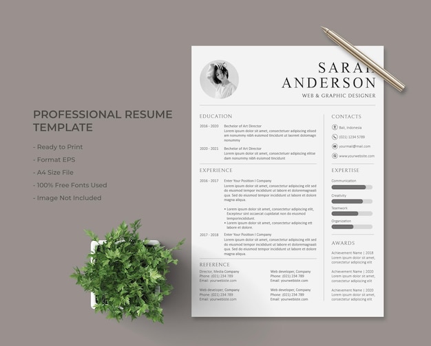 Vector minimalist cv template