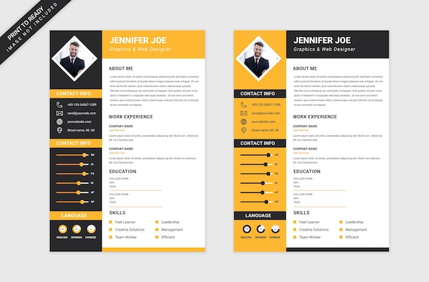 Minimalist cv with photo space template