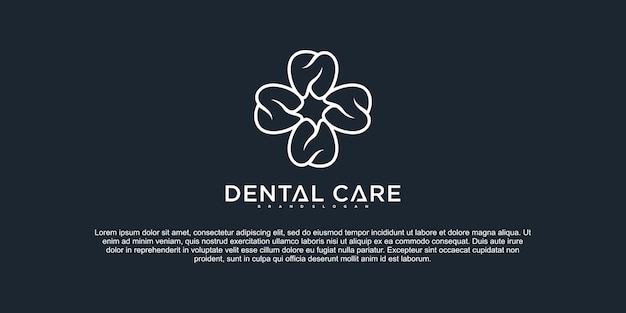 Minimalist dental care logo design with creative line art style Premium vektor