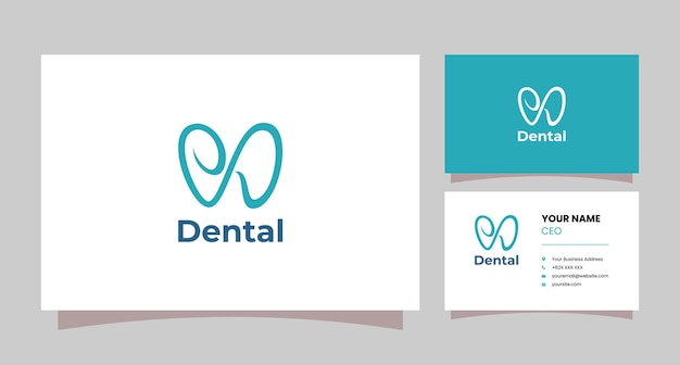 명함이 있는 치과 의사 비즈니스를 위한 미니멀한 치과 아이콘 로고