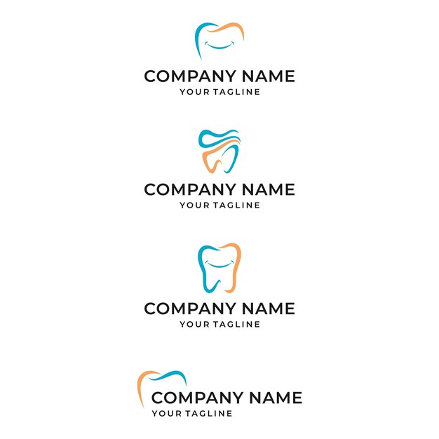 Insieme minimalista di progettazione di logo del dentista