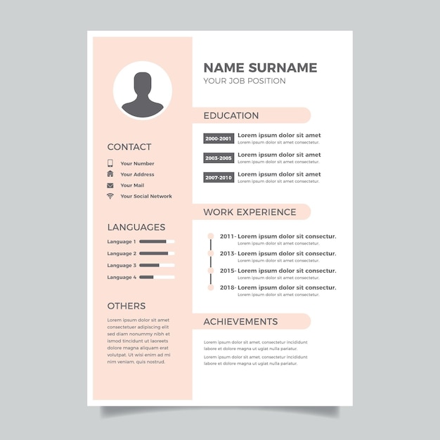 Minimalist design cv template